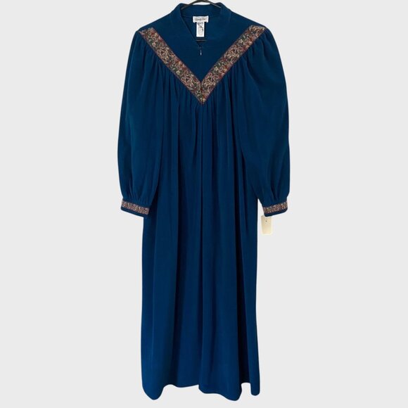 Vintage Vanity Fair Full-Length Nightgown Teal Blue Women's Large Sleepwear New - Picture 1 of 12